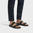 The Milano Nero Handcrafted Black Leather Double Strap Sandals for Men