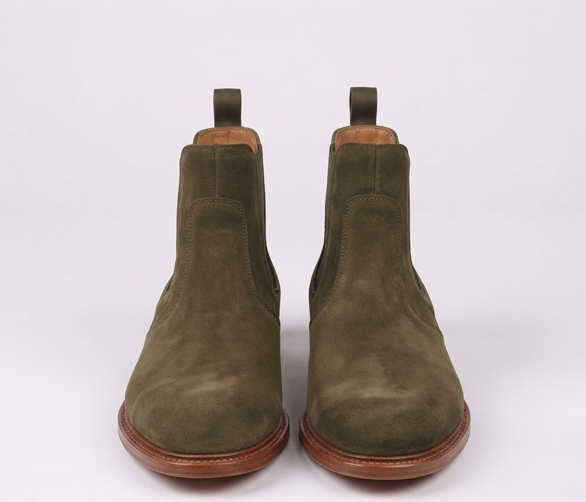 The Cammello Handcrafted Olive Suede Chelsea Boot for Men