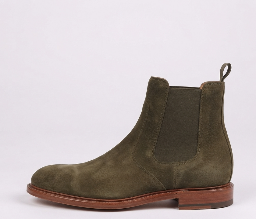 The Cammello Handcrafted Olive Suede Chelsea Boot for Men