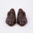 The Carmina Handcrafted Brown Leather Monk Straps with Buckle Detail Men