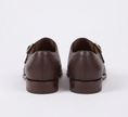 The Carmina Handcrafted Brown Leather Monk Straps with Buckle Detail Men