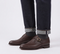 The Carmina Handcrafted Brown Leather Monk Straps with Buckle Detail Men