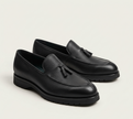 The Rimini Chunky Handcrafted Black Leather Lug Sole Tassel Loafers for Men