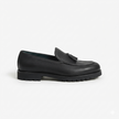 The Rimini Chunky Handcrafted Black Leather Lug Sole Tassel Loafers for Men