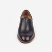 The Galleria Handcrafted Navy Blue Perforated Leather Loafers with brown sole for Men