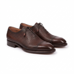 The Rafael Handcrafted Dark Brown Textured Leather Cap Toe Oxford Shoes for Men
