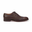 The Rafael Handcrafted Dark Brown Textured Leather Cap Toe Oxford Shoes for Men