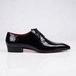 The Como Handcrafted Patent Leather Black Glossy Lace Up Pointed Toe Oxford Shoes for Men
