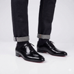 The Como Handcrafted Patent Leather Black Glossy Lace Up Pointed Toe Oxford Shoes for Men