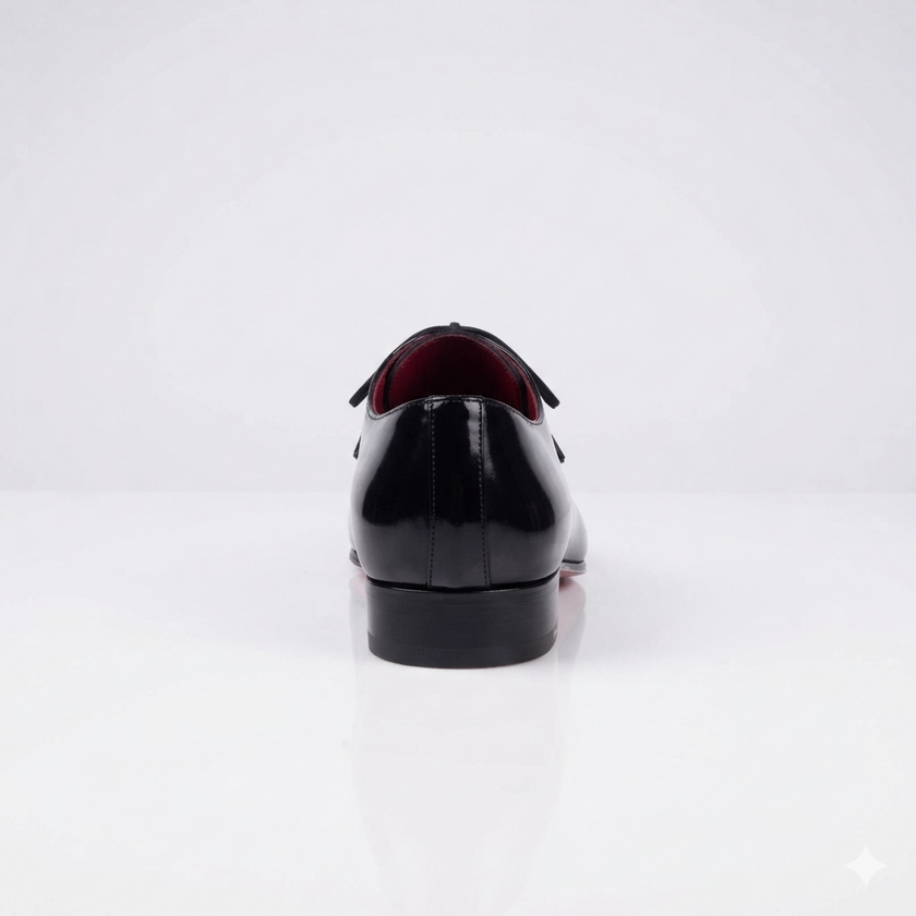 The Como Handcrafted Patent Leather Black Glossy Lace Up Pointed Toe Oxford Shoes for Men
