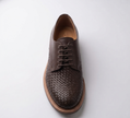The Treviso Handcrafted Dark Brown Woven Leather Toe Derby Shoes for Men