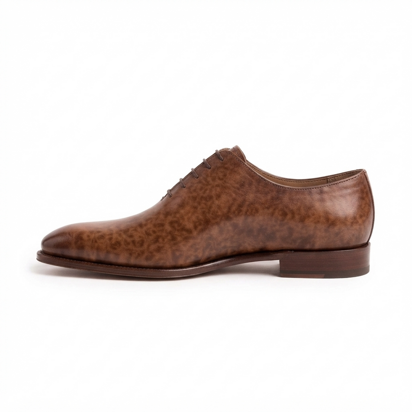 The Firenze Luxe Handcrafted Burnished Brown Leather Derby Shoes for Men