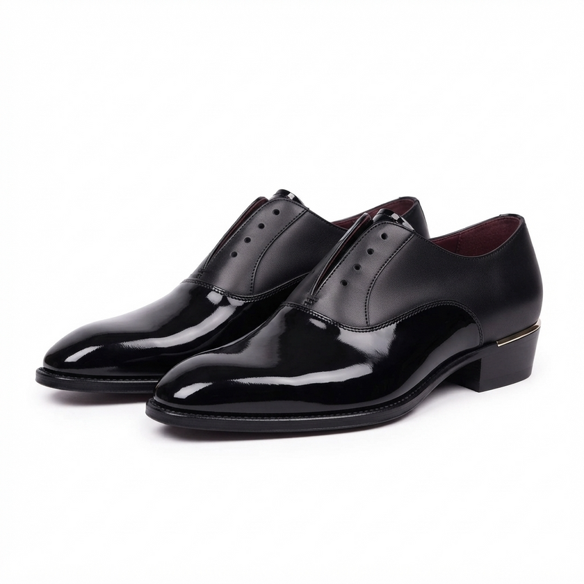 The Monaco Handcrafted Leather Black Patent Slip-On Dress Shoes for Men