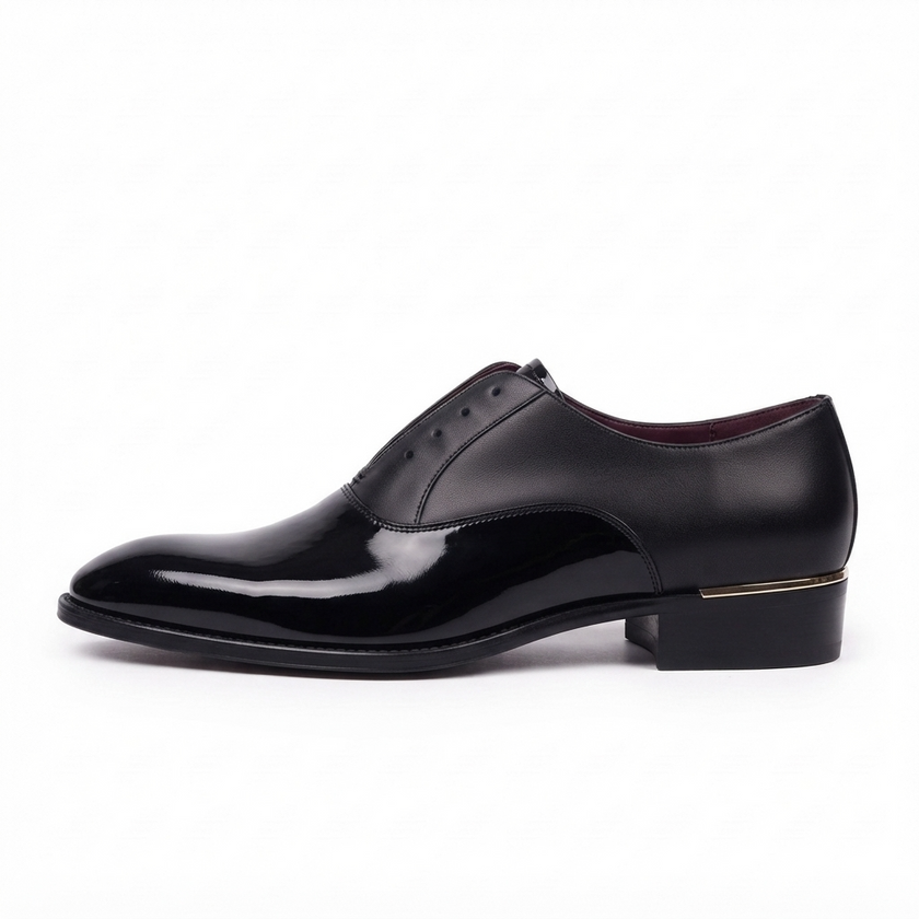 The Monaco Handcrafted Leather Black Patent Slip-On Dress Shoes for Men