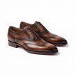 The Firenze Handcrafted Burnished Brown Leather Wingtip Oxford Shoes for Men