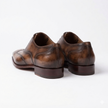 The Firenze Handcrafted Burnished Brown Leather Wingtip Oxford Shoes for Men