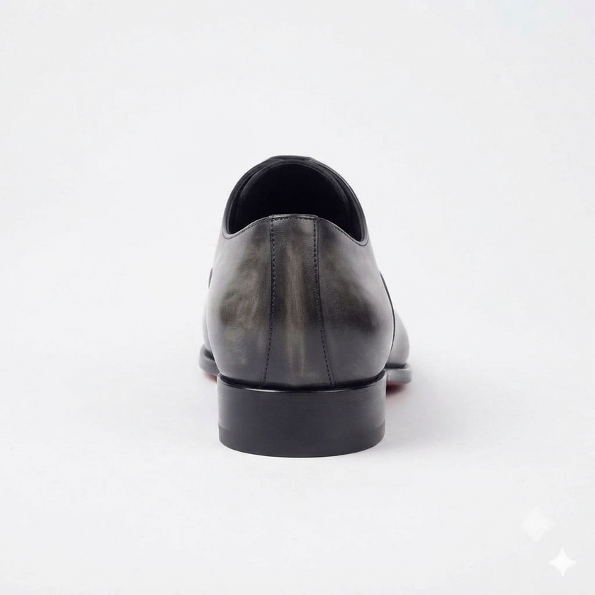 The Monaco Sleek Grey & Black Leather Cap-Toe Oxford Shoes for Men