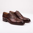 The Oxford Royale Premium Brown Leather Wingtip Brogue Dress Shoes for Men