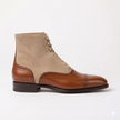 The Monaco Heritage Tan & Beige Leather Brogue Ankle Boots for Men