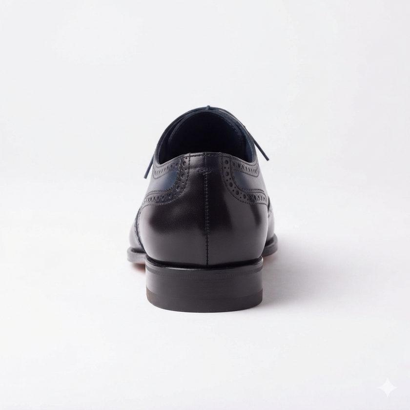 The Fermo Handcrafted Leather Navy & Black Wingtip Brogue Oxford Shoes for Men