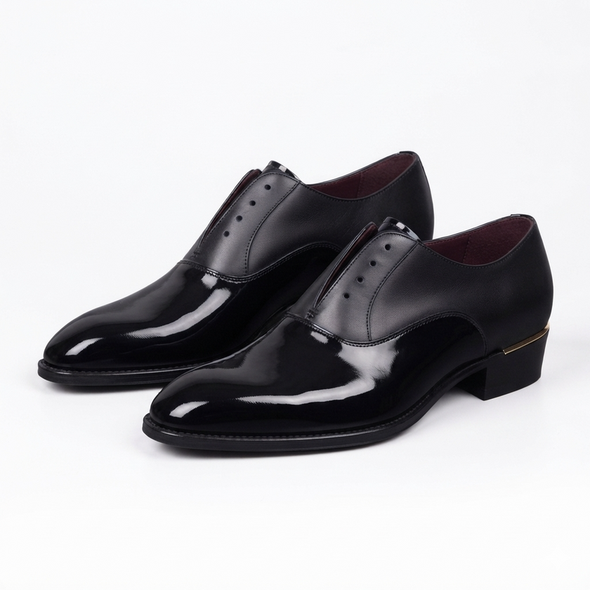 The Monaco Handcrafted Leather Black Patent Slip-On Dress Shoes for Men