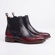 The Rosso Handcrafted Leather Black & Burgundy Chelsea Brogue Boots for Men