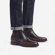 The Rosso Handcrafted Two-Tone Leather Brogue Chelsea Boots in Black & Brown for Men