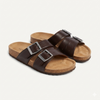 The Monza Handcrafted Dark Brown Double Buckle Cross Strap Leather Sandals for Men