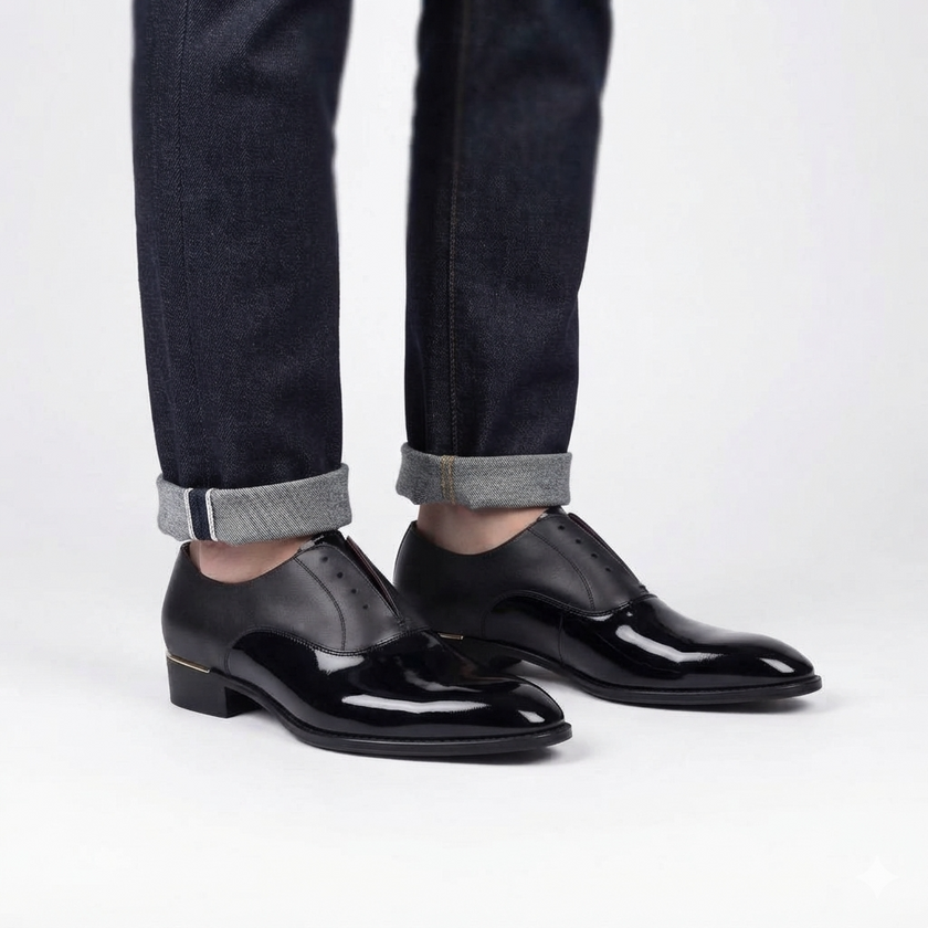 The Monaco Handcrafted Leather Black Patent Slip-On Dress Shoes for Men
