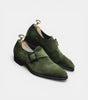 The Udine Single Monk Straps - Handcrafted Olive Green Suede leather Single Monk Strap Shoes for men