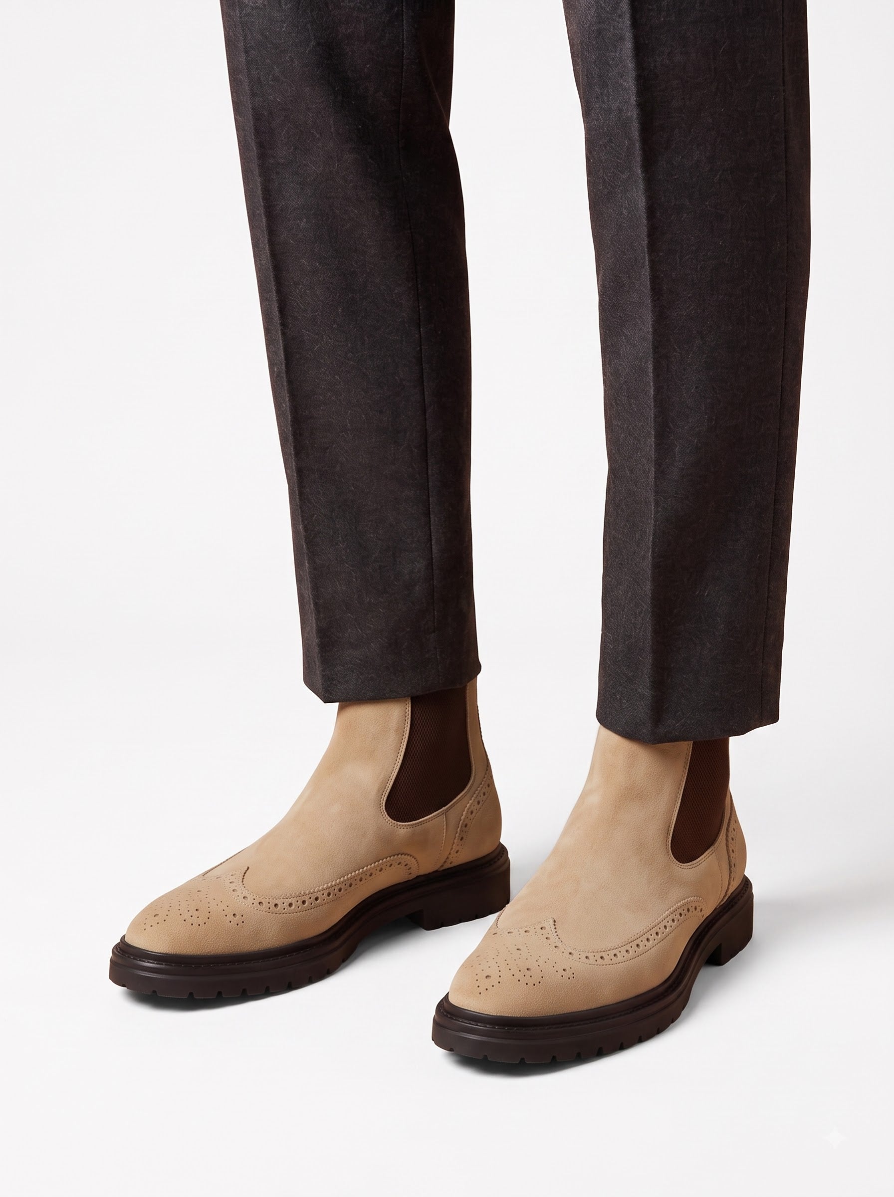 The Piemonte Cammello Brogue Chelsea Boot
