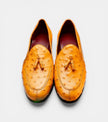 The Tuscany Loafers - Handcrafted Yellow Ostrich-Texture Leather Loafers for Men