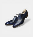 The Arezzo Oxfords Lace ups - Handcrafted Blue Leather Wingtip oxfords for Men