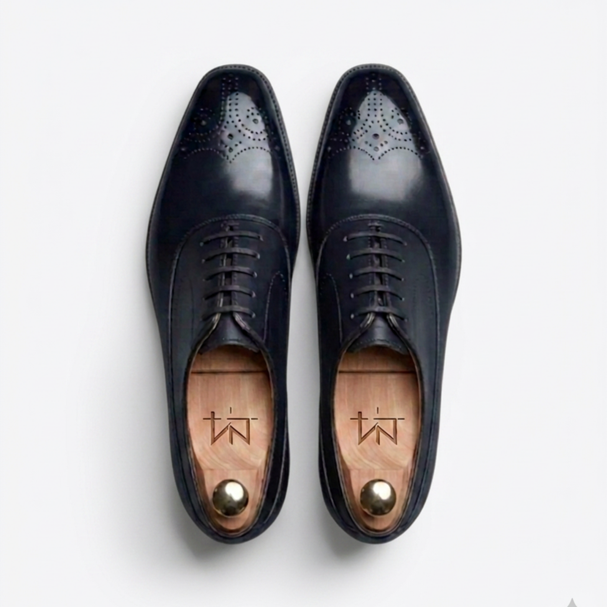 The Siena Oxfords Lace ups - Handcrafted Blue Leather Wingtip Oxfords for Men