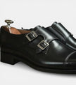The Trento Double Monk Straps - Handcrafted Black Polished Leather Double Monk Straps for men