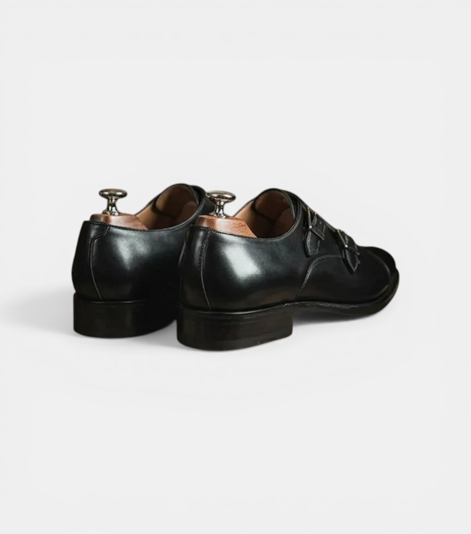 The Trento Double Monk Straps - Handcrafted Black Polished Leather Double Monk Straps for men
