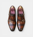 The Catania Double Monk Straps - Handcrafted Leather Cognac & Espresso Double Monk Straps for men