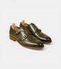 The Lucca Double Monk Straps - Handcrafted Forest Green Leather Double Monk Straps with Wingtip Brogue Detail for Men