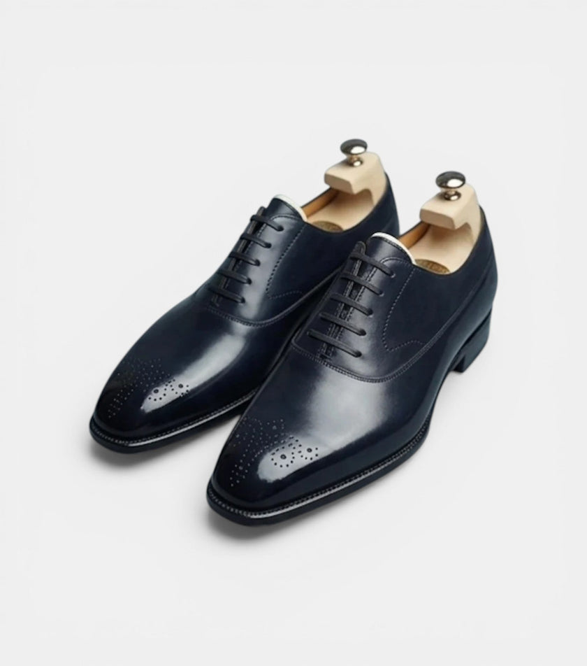 The Siena Oxfords Lace ups - Handcrafted Blue Leather Wingtip Oxfords for Men