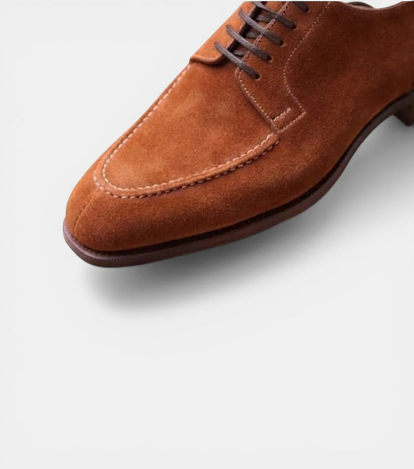 The Modica Derby - Handcrafted Brown Suede Leather Split-Toe Derby for men