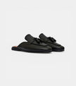 The Apulia Slip Ons - Handcrafted Black Tassel Leather Mules for Men