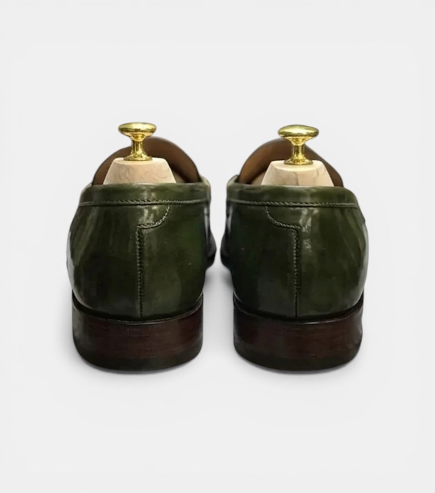 The Molfetta Loafers - Handcrafted Olive Green Glossy Leather Loafers for Men
