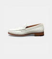 The Cuneo Loafers - Handcrafted White Textured Leather Loafers for Men