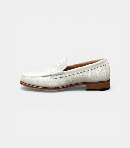The Cuneo Loafers - Handcrafted White Textured Leather Loafers for Men