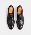 The Crotone Loafers - Black Textured Leather Tassel Loafers for Men