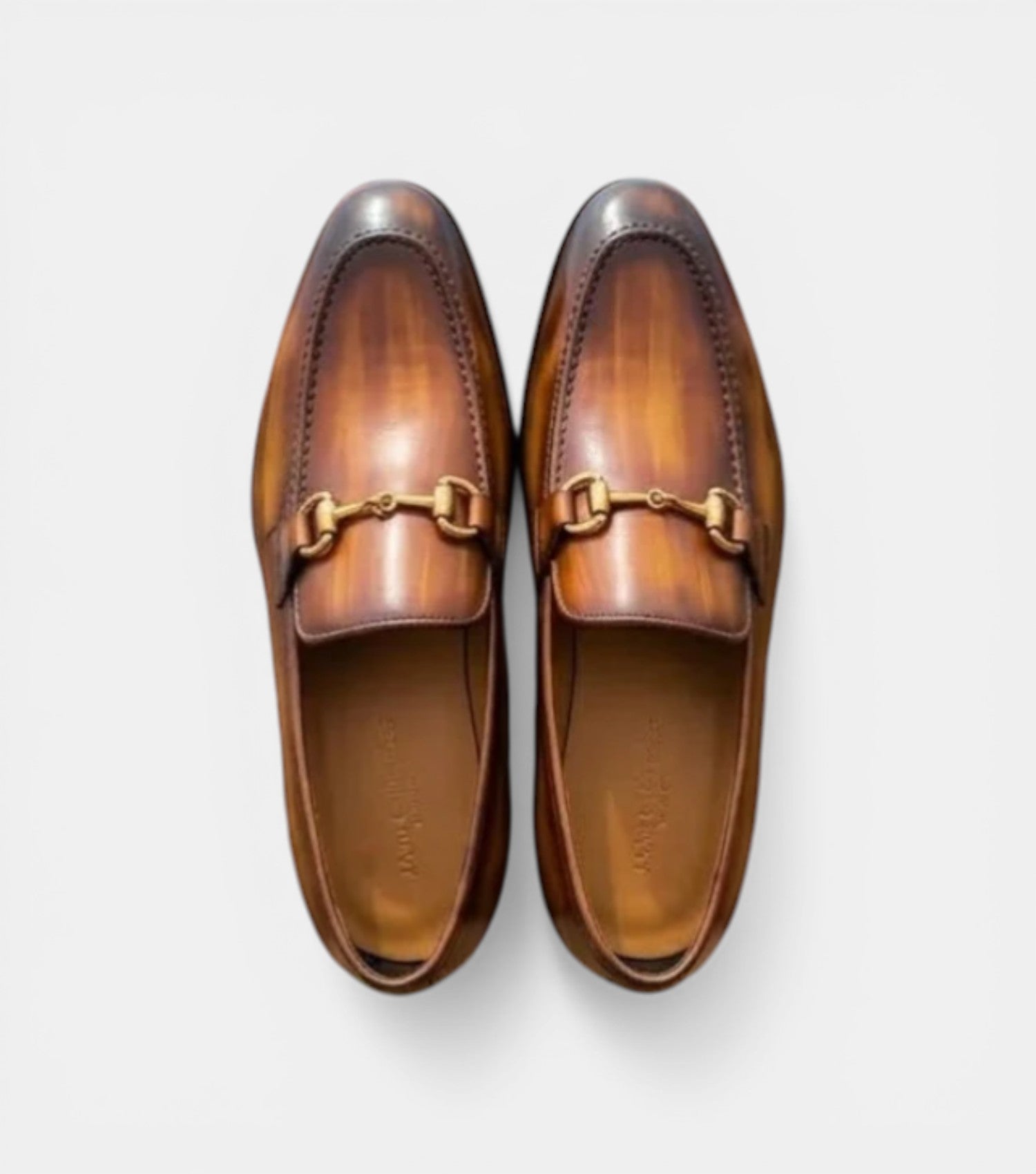 The Sanremo Loafers - Handcrafted Tan & Brown Burnished Leather Loafers for Men
