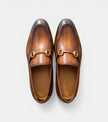 The Sanremo Loafers - Handcrafted Tan & Brown Burnished Leather Loafers for Men