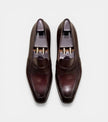 The Gela Loafers - Handcrafted Dark Wine Leather Cross-Strap Loafers for Men