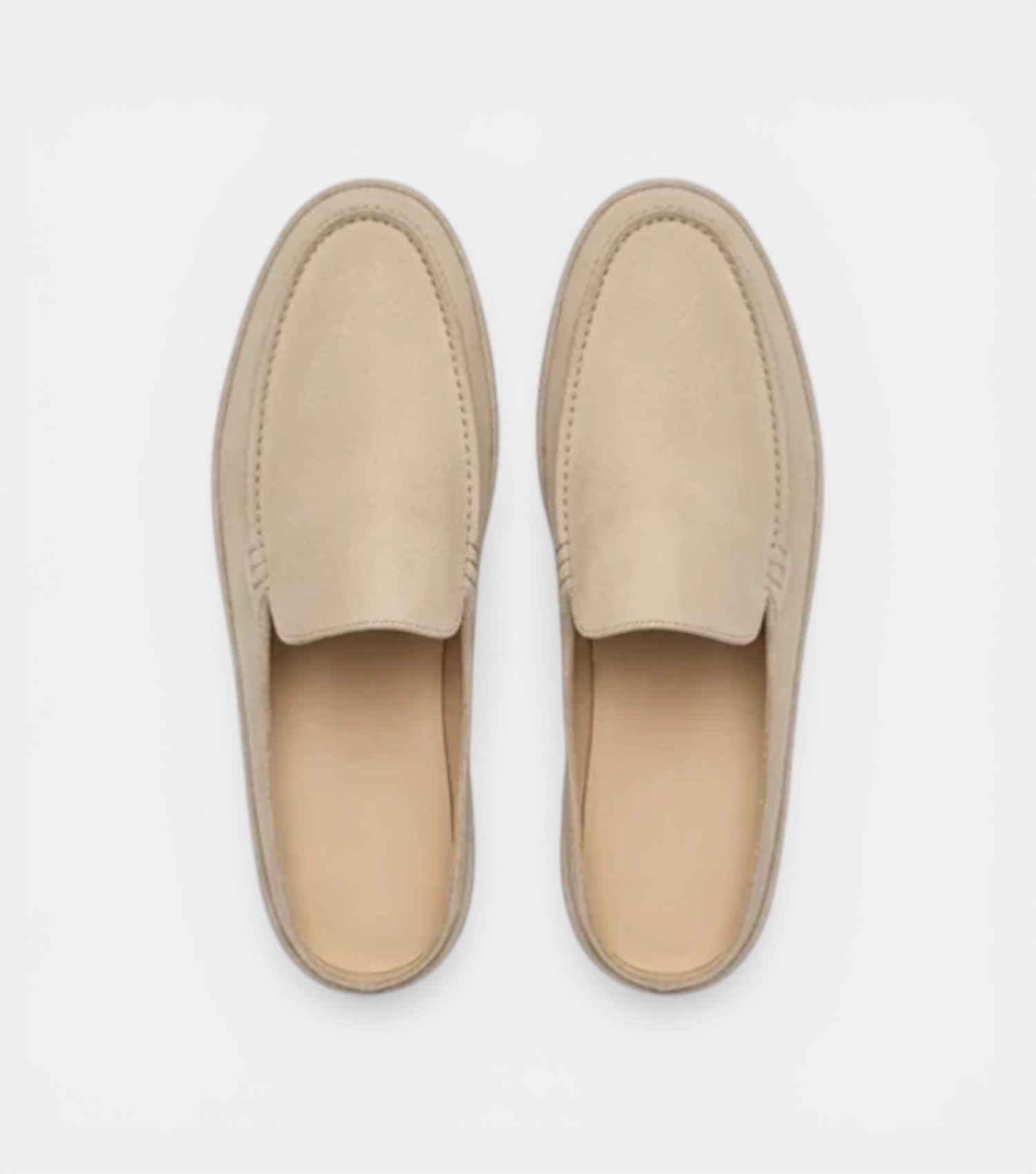 The Pisa Slip Ons - Handcrafted Beige Suede Leather Open-Back for men