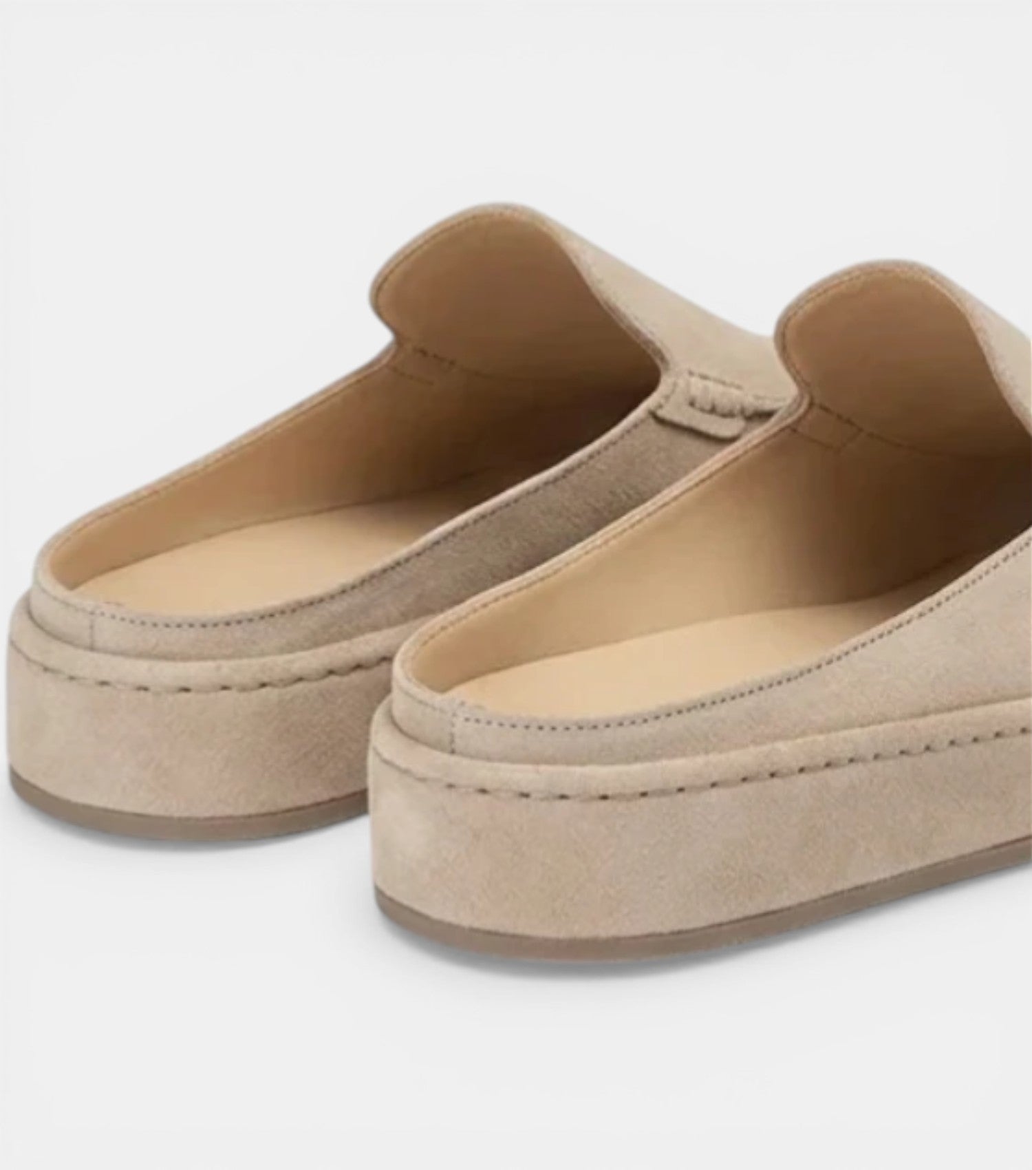 The Pisa Slip Ons - Handcrafted Beige Suede Leather Open-Back for men